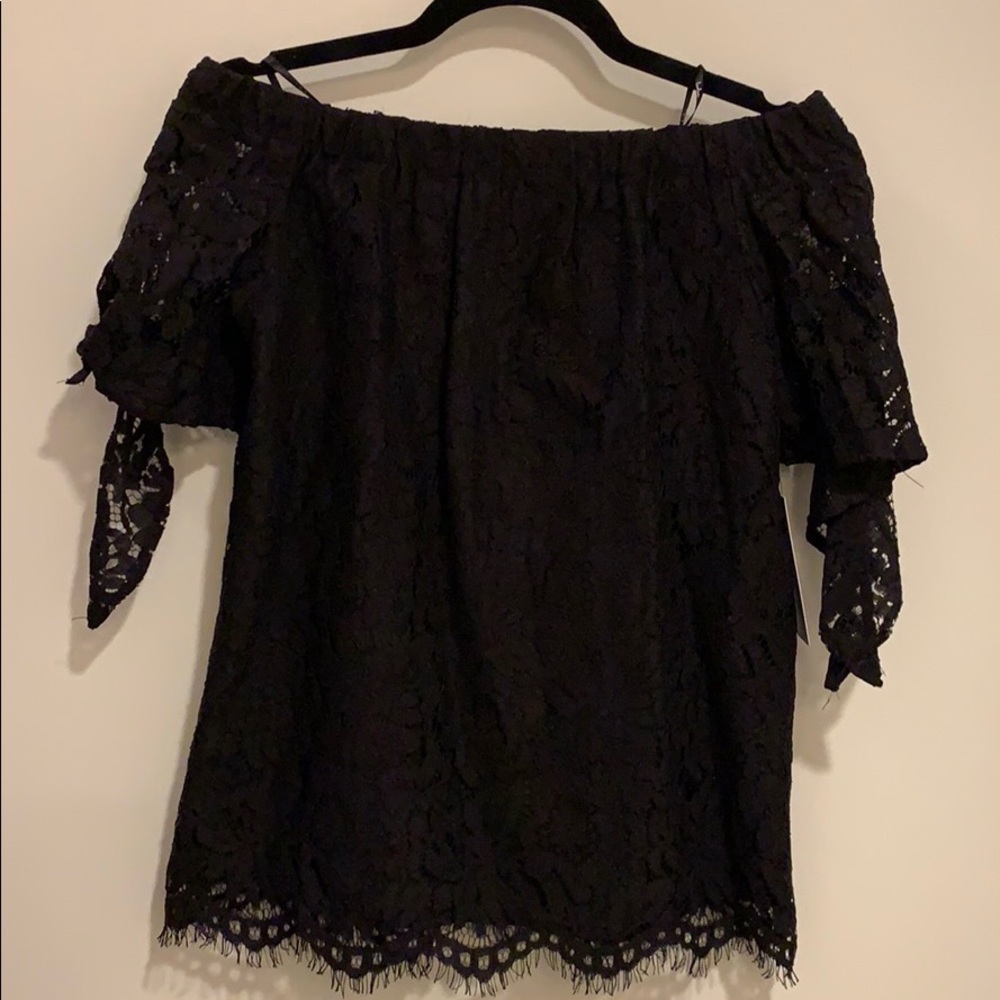 Black lace off the shoulder top